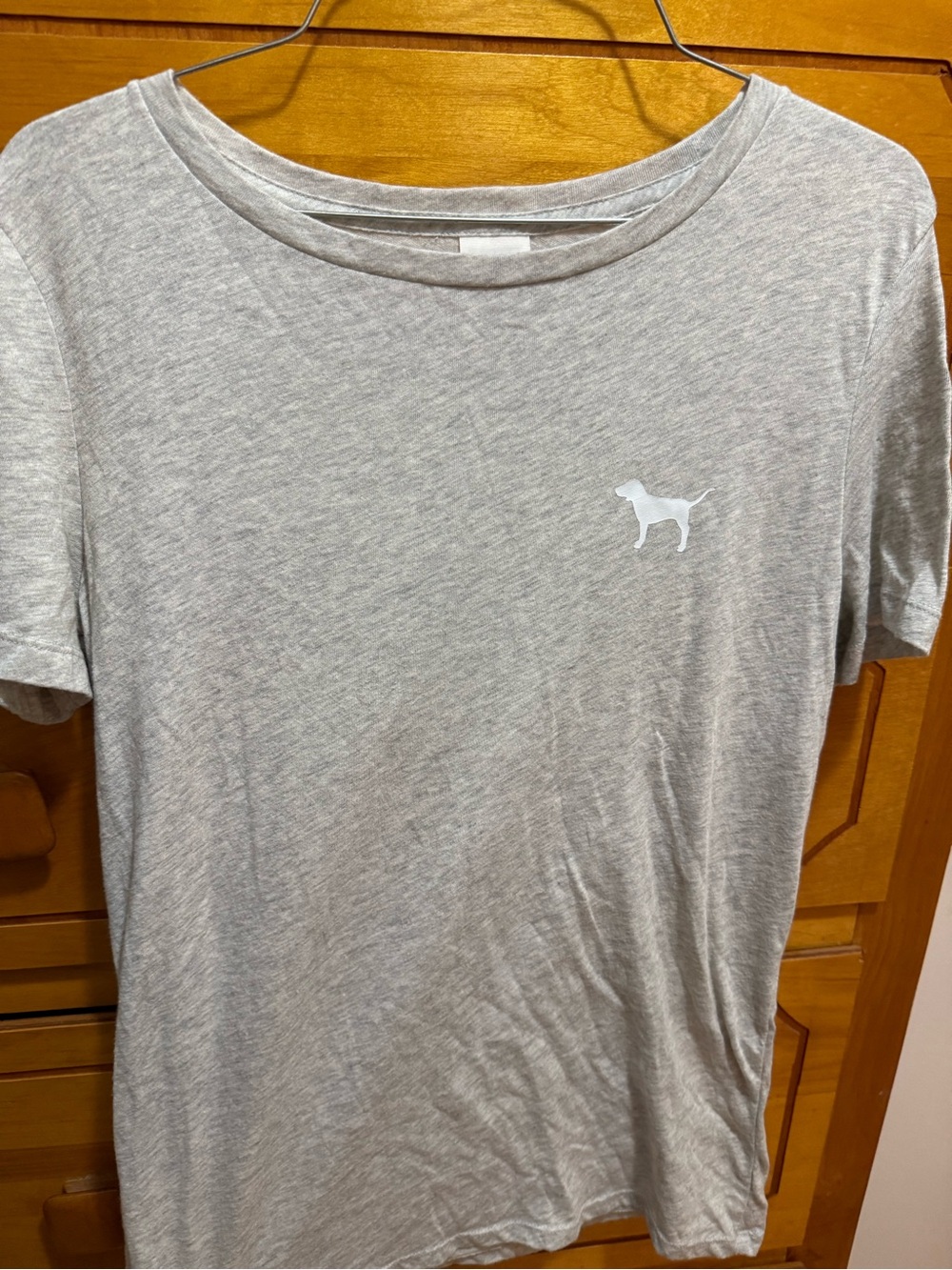 PINK Victoria's Secret Light Gray Logo Tee